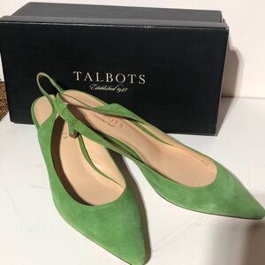 Spring green suede kitten heels size 9 med